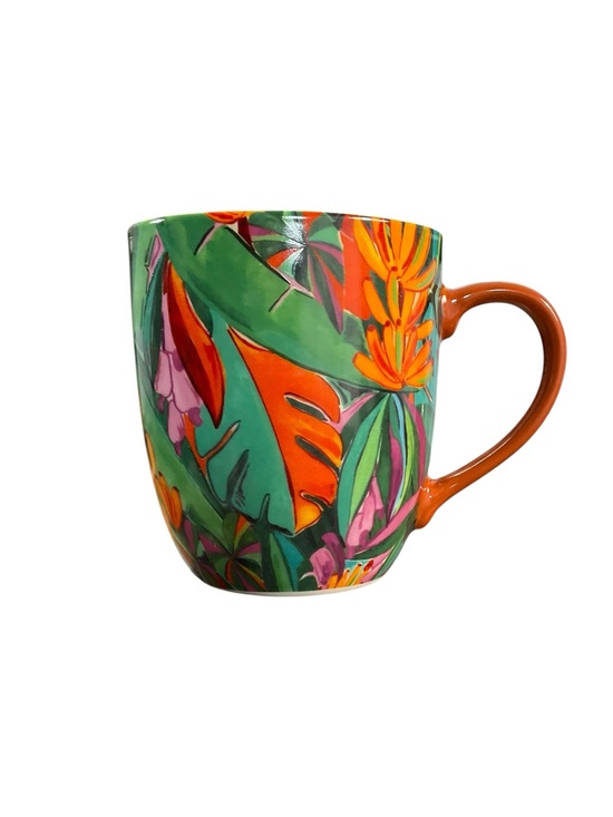 FARM Rio Other - Farm Rio Banana Foliage Bright Day Mug 16 Oz Tropical Jungle Floral Coffee Cup